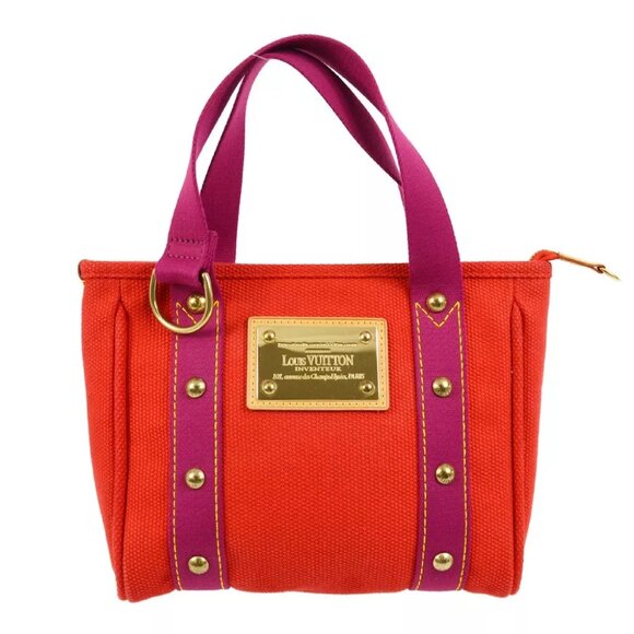 Louis Vuitton Red Purple Antigua Cabas PM Tote Bag M40037 FL0045 191476 - Picture 1 of 6
